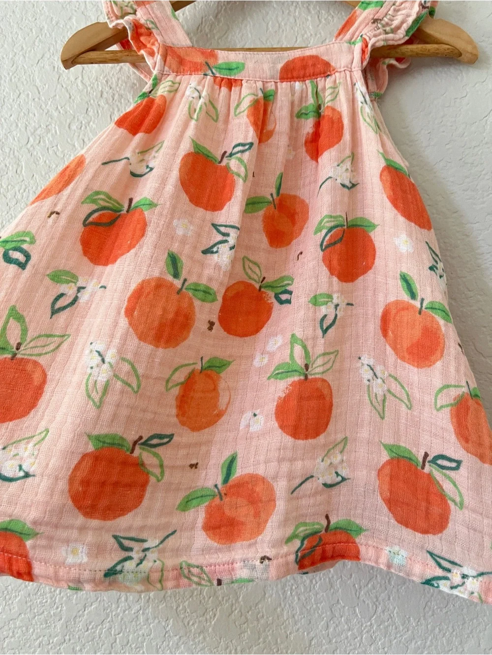 Angel Dear Girls 12-18M Pink Pretty Peaches Muslin Sundress Ruffle Cotton